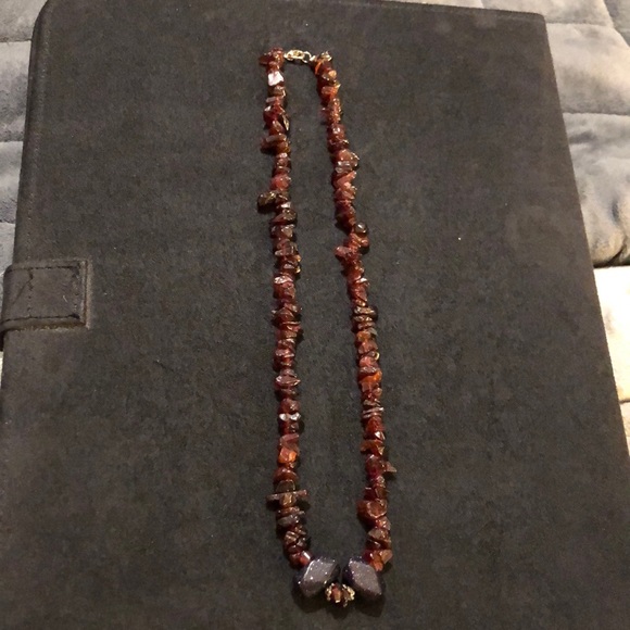 VTG Garnet /Blue Gold Stone 925 Sterling Silver Clasp Necklace. New Condition. - Picture 7 of 15